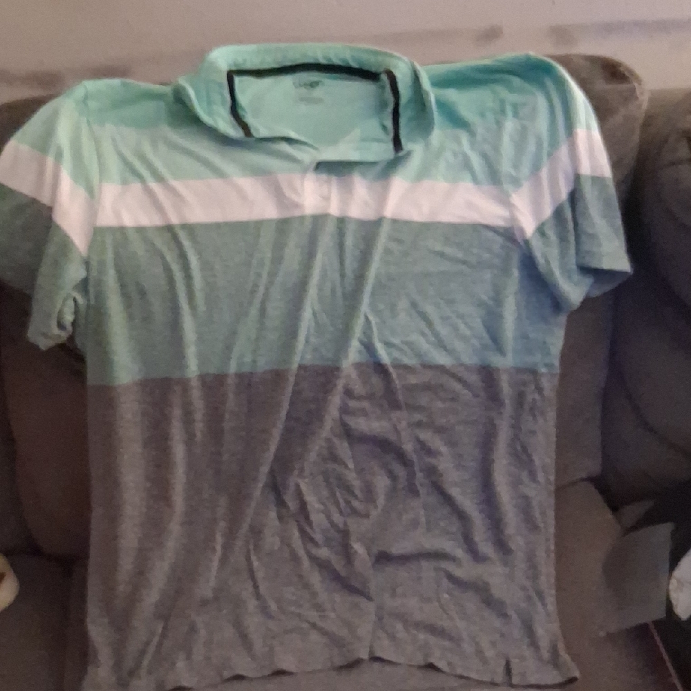 Urban Pipeline Mint and Gray Striped Polo